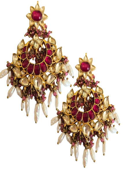 Earrings ruby kundan