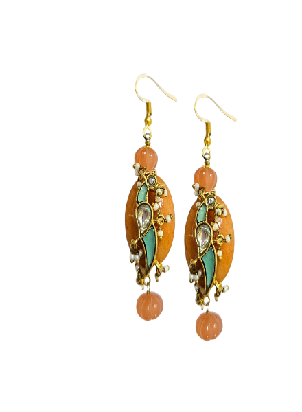 Earrings orange quartz bird