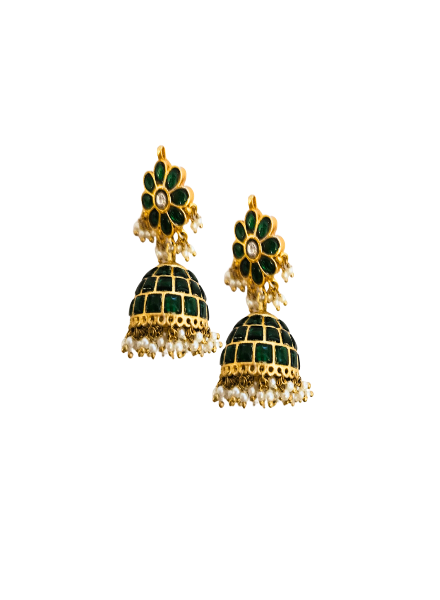 Earrings Onyx green jhumkis