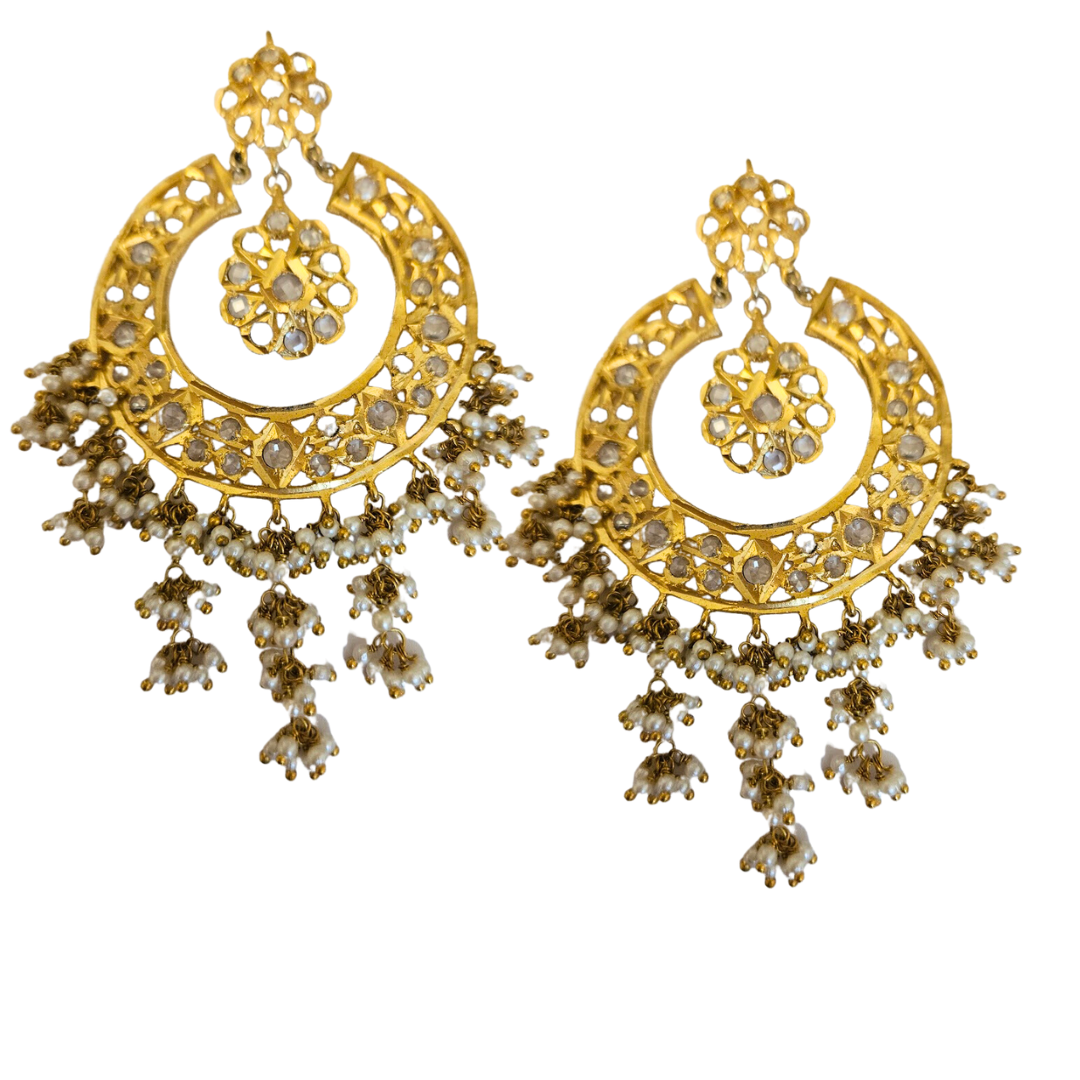 Polki Chandbalis with jade drops