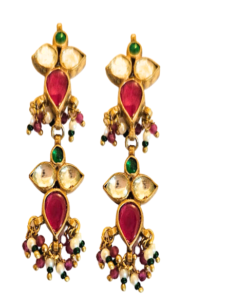 Ruby Kundan drop earrings