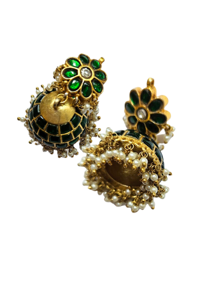 Earrings Onyx green jhumkis