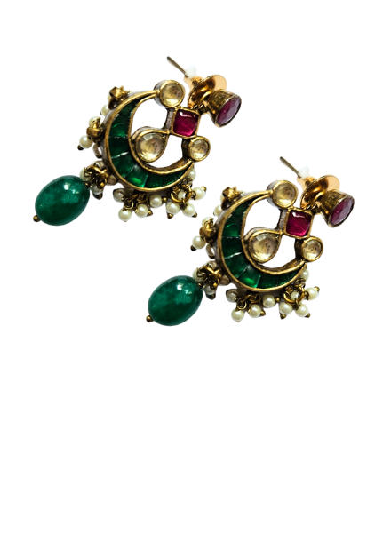 Earrings green anchor