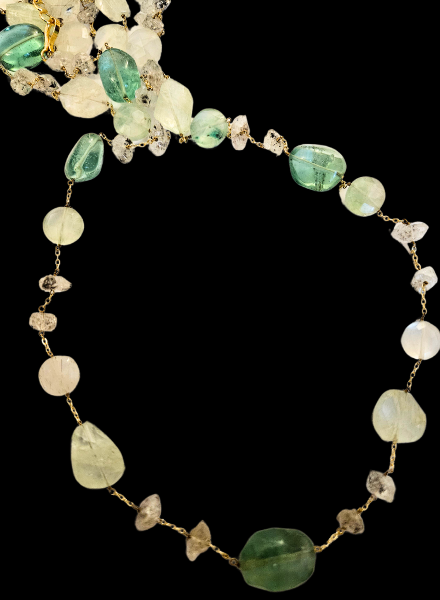 Harkimer diamond & aventurine linked necklace