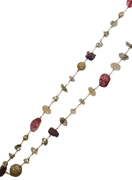 Harkimer diamonds and Raw ruby necklace