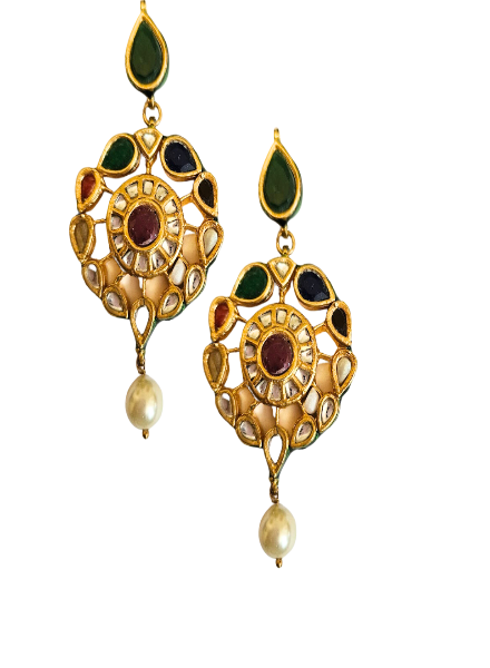 Kundan drop earrings