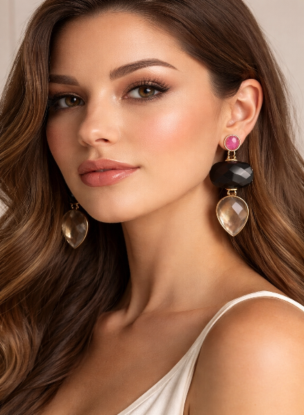 Ruby and onyx earrings