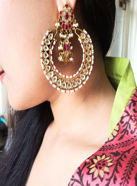 Kundan Chandbali fish earrings