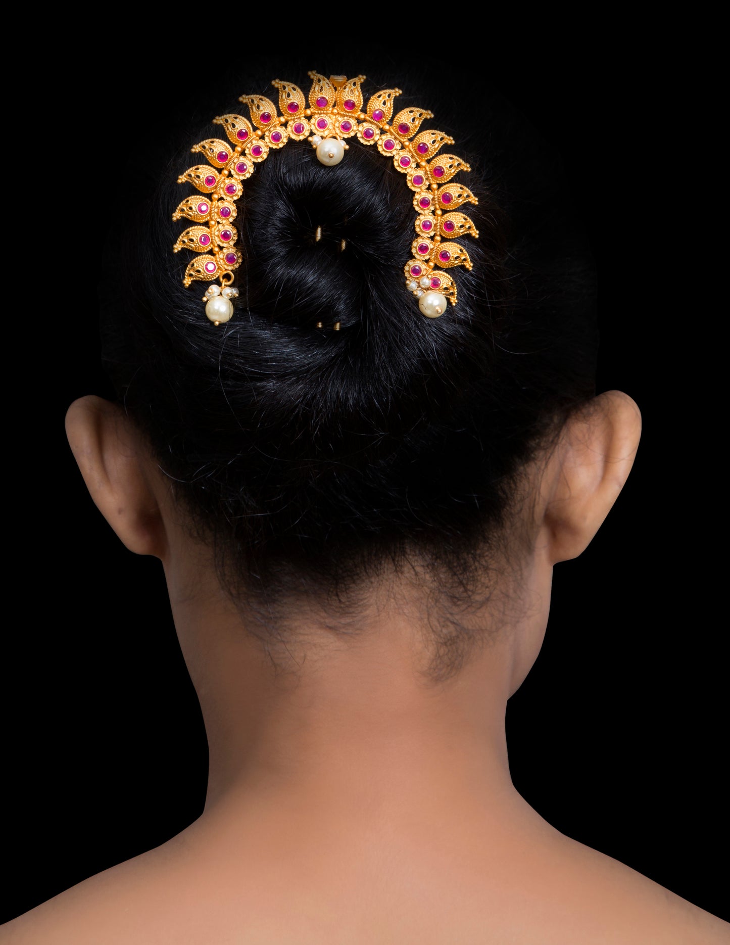 Faux Ruby & gold bun accessory