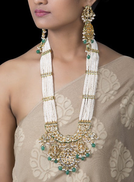 Kundan and sales pearl long necklace