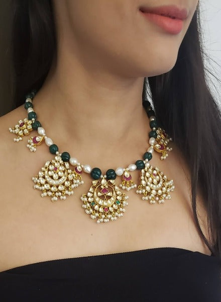 Kundan drop necklace