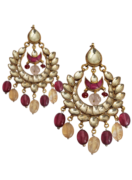 Kundan chand balis with ruby and citrine drops