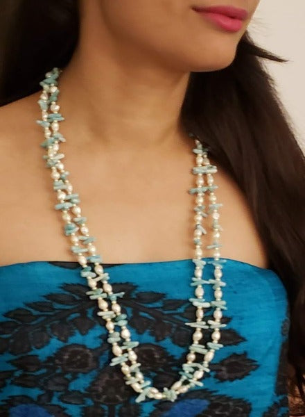 Pearl & turquoise necklace