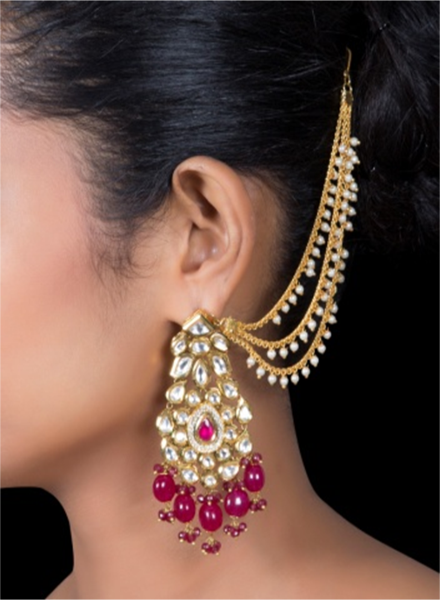 Kundan and ruby earrings