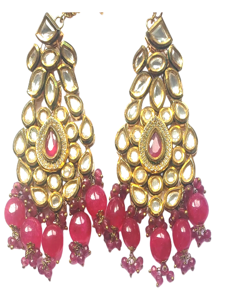 Kundan and ruby earrings
