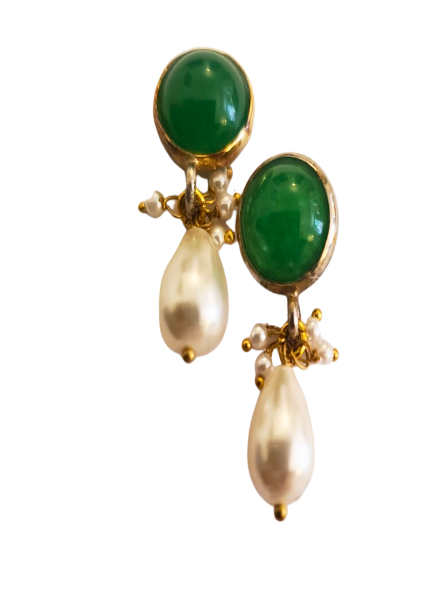 Green Onyx Baroque earrings