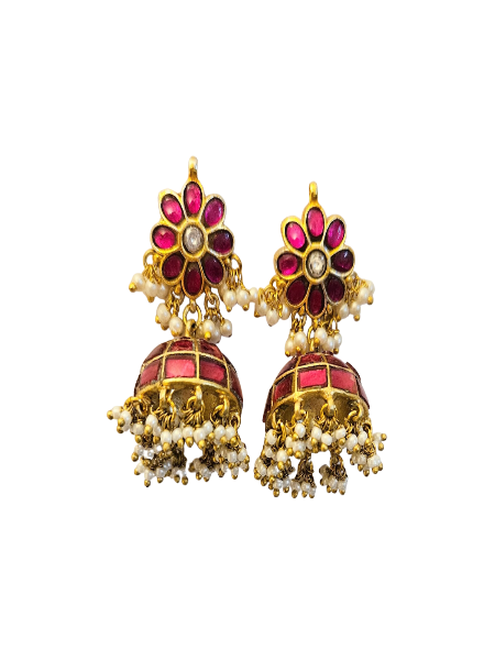 Earrings ruby with jhumki