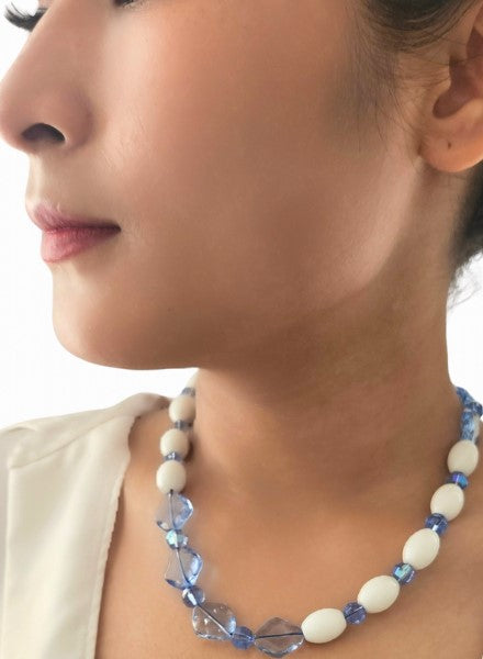 White Jasper & blue necklace