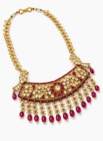 Kundan bird necklace