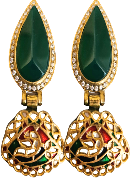 Green Onyx bird earrings