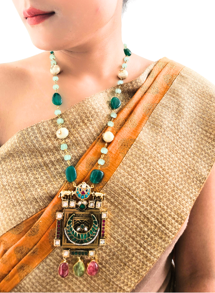 Fusion Kundan pendant necklace