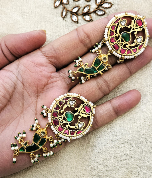 woman holding parrot Earings