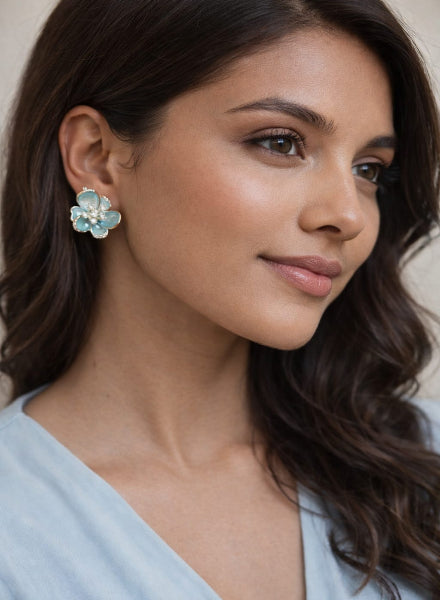 Cool blue flower earrings
