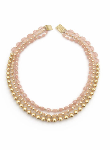 Rose quartz pearl necklace