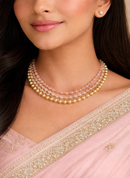 Rose quartz pearl necklace