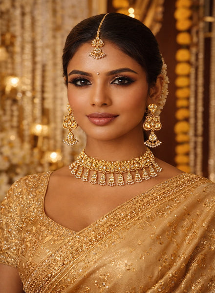 Kundan flower choker set