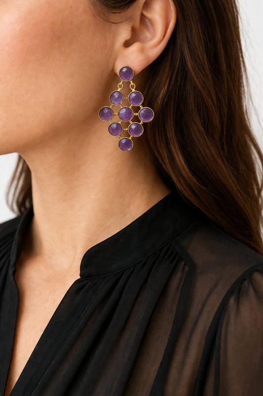 Amethyst Geometric Earrings