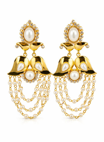 Pearl pure silver hoop earrings