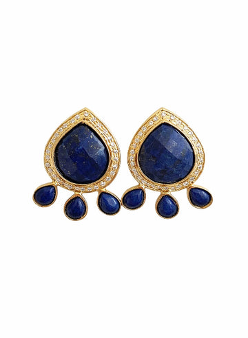 Lapiz Lazuli flower stud earrings