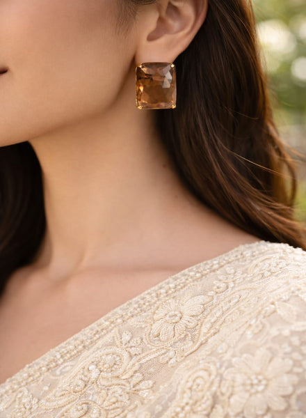 Smoky Quartz Pure Silver Earrings