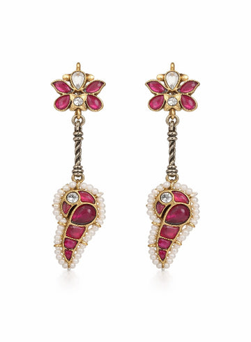 Ruby Kundan Bird Earrings