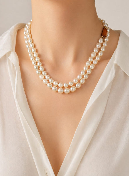 Double white pearl string