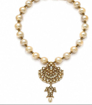 Pearl and Kundan fish necklace