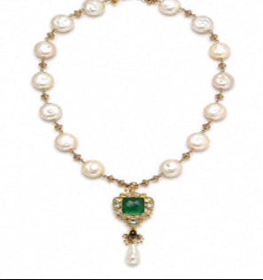 Green Kundan pearl necklace