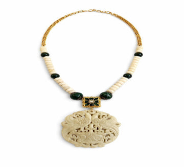 White jade green kundan necklace