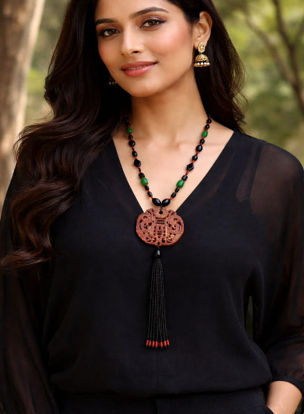 Vibrant Jade Tassel necklace