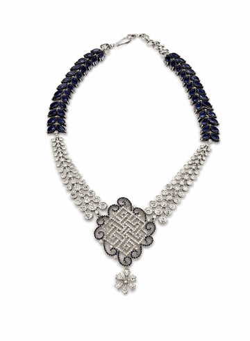 Vintage Zirconia blue agate necklace