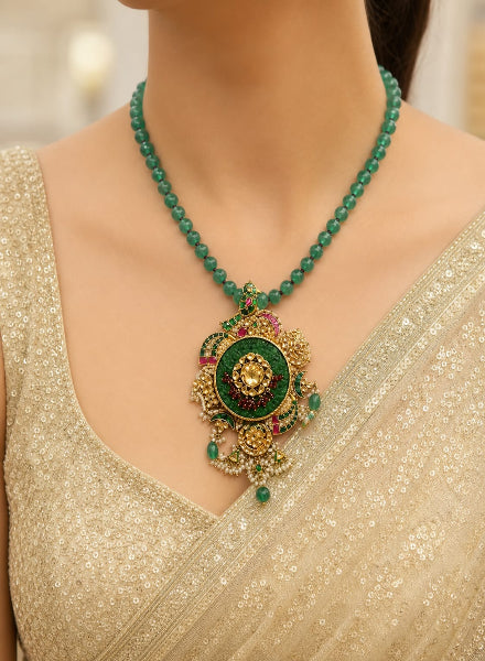 Luxe Jade fusion pendant necklace
