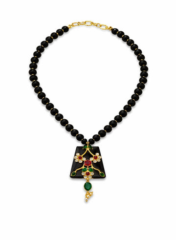 Black onyx semi precious stone pendant