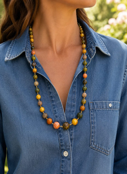 Colours of autumn beaded necklaace