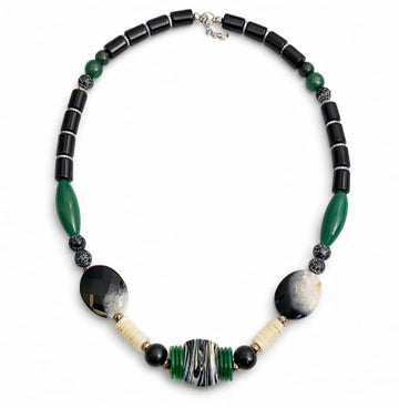 Jade and Onyx beaded necklace