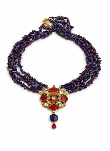 Lapiz and ruby pendant necklace