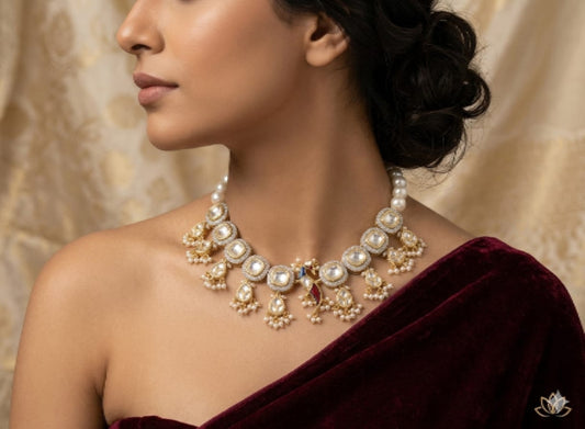 Kundan bird necklace