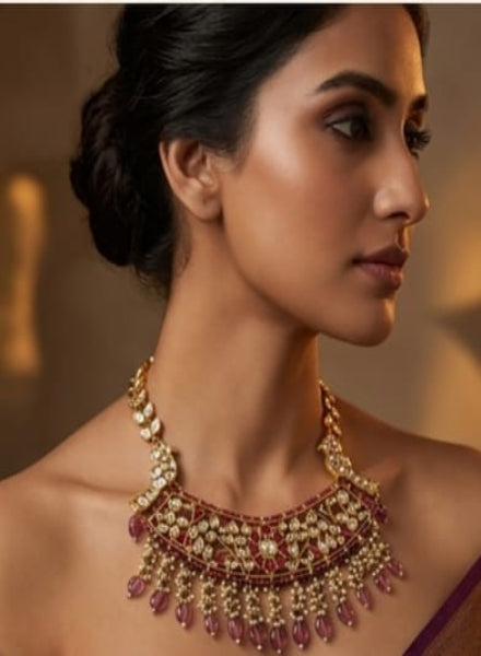 Kundan bird necklace