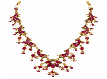 Ruby kundan fish necklace