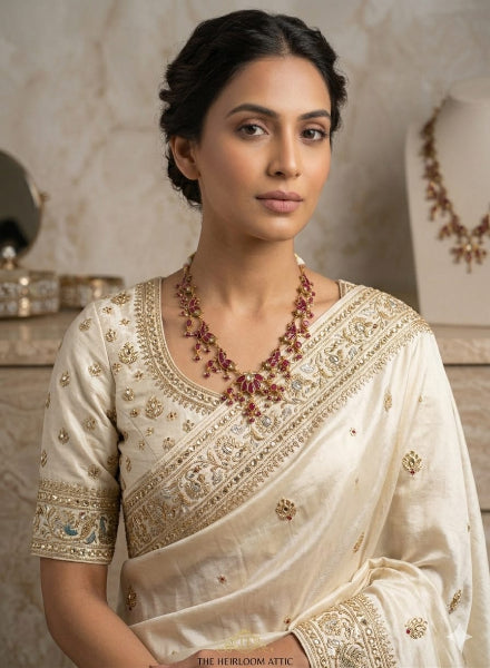 Ruby kundan fish necklace